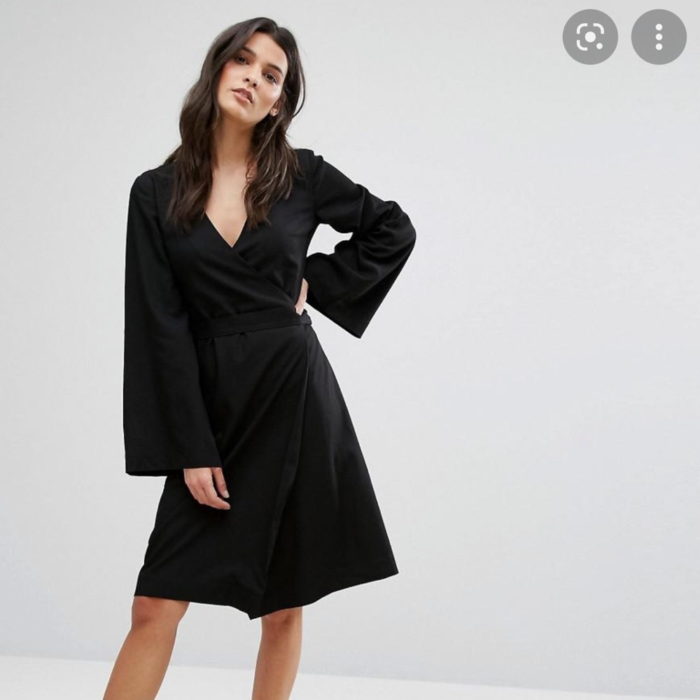 House of Sunny Black Batwing Wrapped Dress